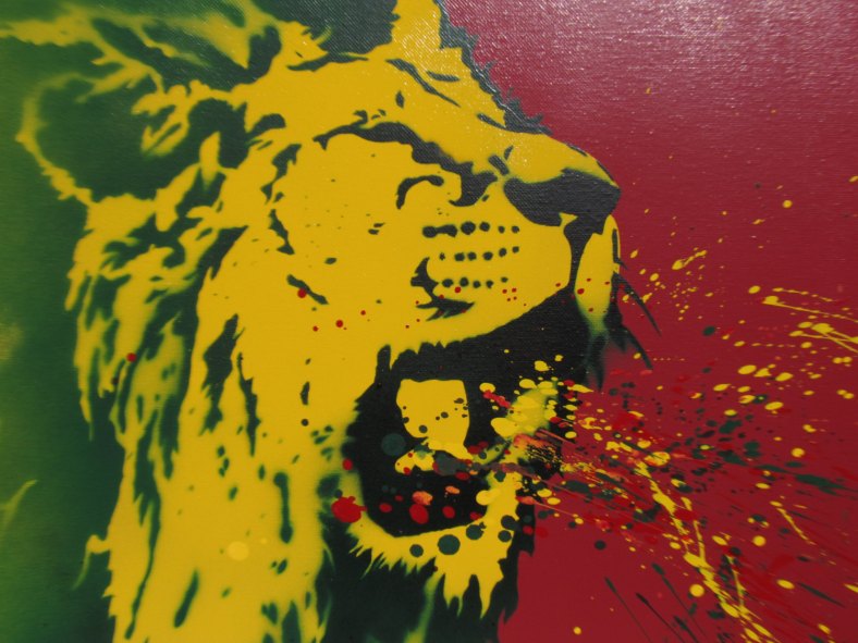 Rasta Lion - spray paint stencil art